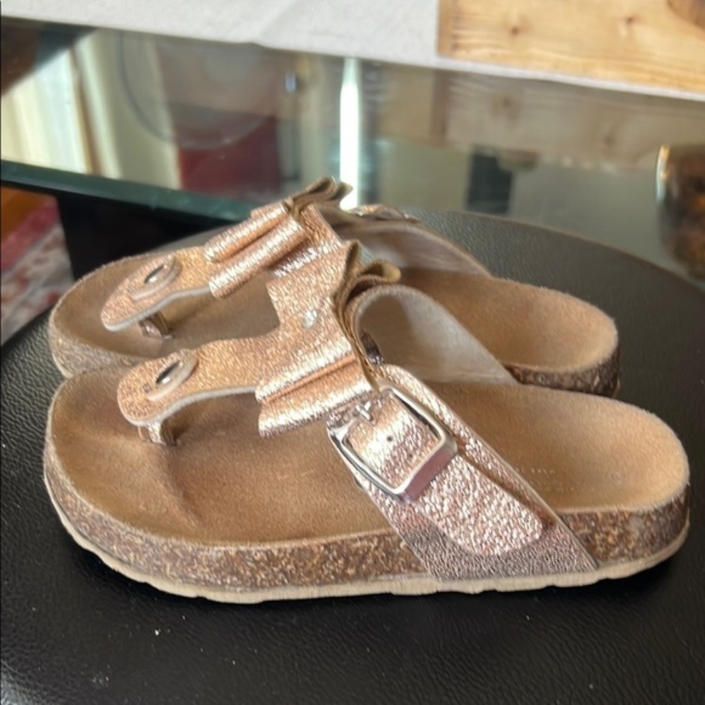 Marina Luna Gold Sandals with Metallic Straps and Cork Footbed, size13